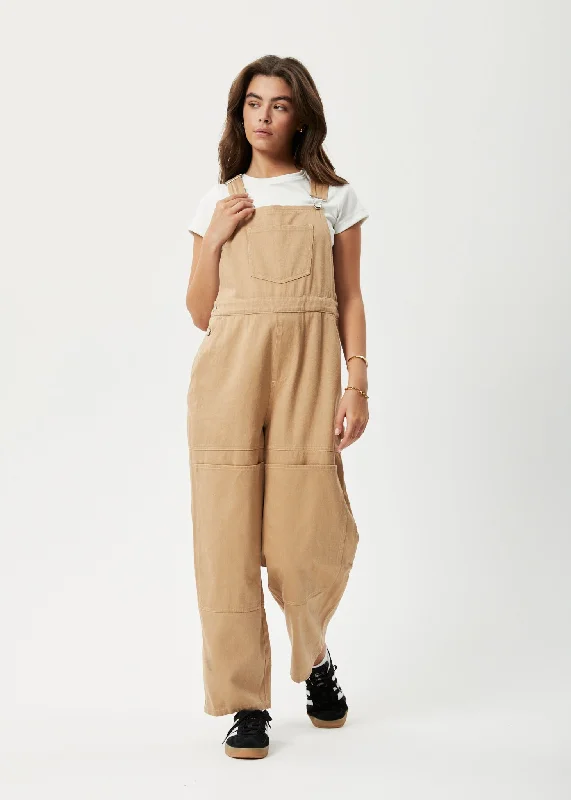 Comfy Styles AFENDS Womens Sleepy Hollow Louis - Twill Baggy Overalls - Tan