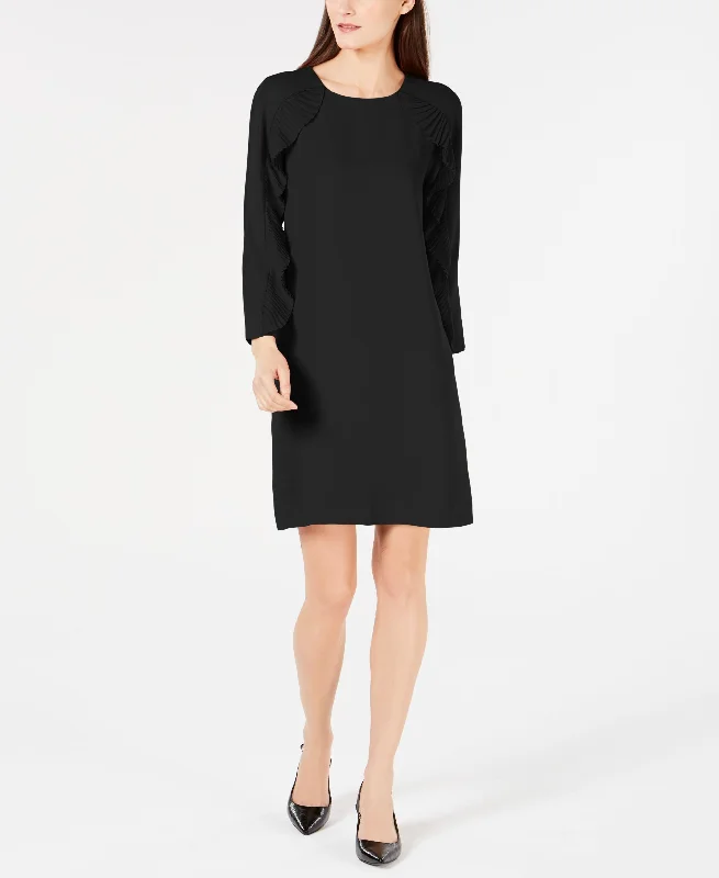 Classic Casual Alfani Pleated Ruffle Sleeve Dress