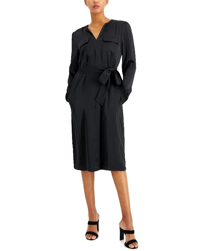Stylish Looks Alfani Satin Utility Shirtdress