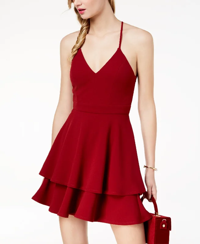 Fashion Accessories B Darlin Juniors Lace Back Fit Flare Dress