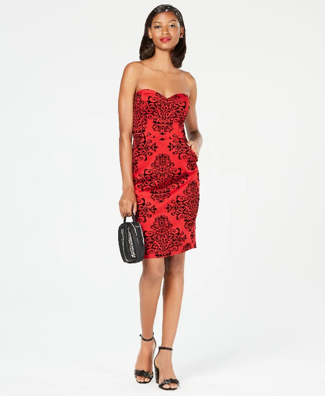 Everyday Wear B Darlin Juniors Strapless Flocked Scuba Dress