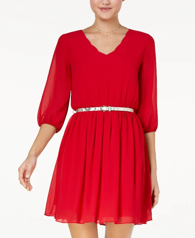 Lounge Wear Bcx Juniors Scalloped Fit Flare Dress With Belt