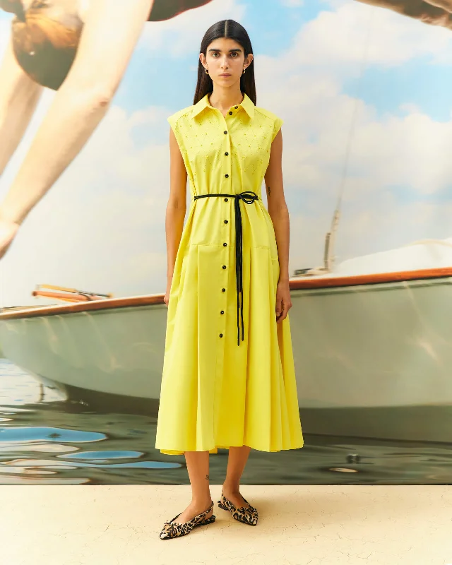 Outdoor Essentials Wear Beatrice B Yellow Dress With Cutwork And Beads