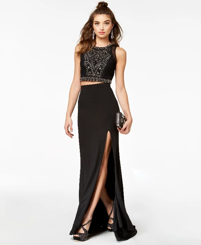 Relaxed Trousers City Studios 2 Pc. Beaded Halter Gown