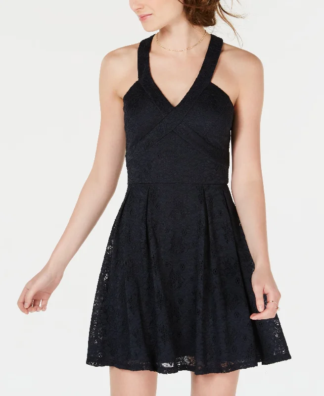 Trendy Blazers Crystal Doll Juniors Lace Fit Flare Dress