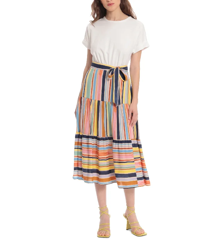 Casual Trends Donna Morgan Striped Skirt Midi Dress