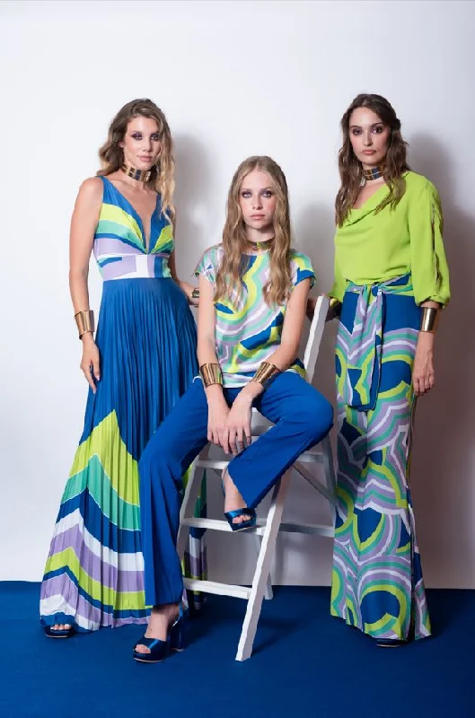 Easy Fashion EDAS Multi Coloured Plisse Sacher Dress