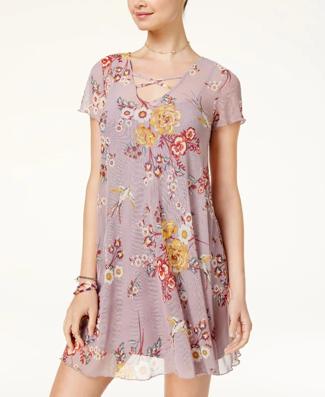 Stylish Tops Fire Juniors Printed Crisscross Shift Dress