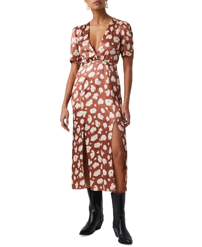 Retro Style French Connection Aimee Abstract Print Midi Dress