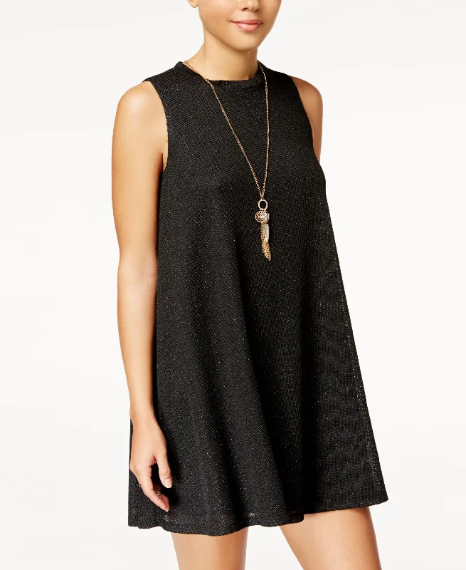 Monochrome Style Heart Soul Juniors Glitter Swing Dress With Necklace