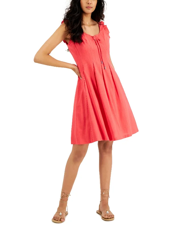 Cool Jackets Inc International Concepts Womens Tie Detail Fit & Flare Dress