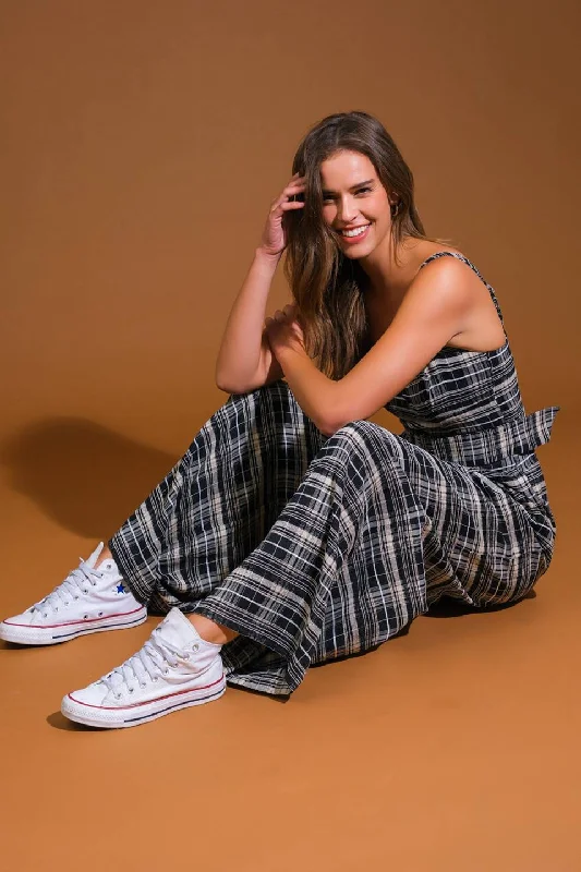 SAND DUNE WOVEN PLAID JUMPSUIT