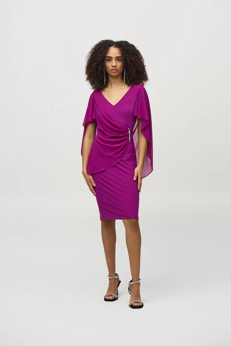 Athletic Wear Joseph Ribkoff Empress Silky Knit and Chiffon Sheath Dress
