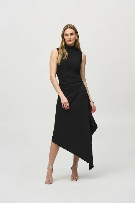 Sporty Looks Joseph Ribkoff Black Silky Knit Fit and Flare Dress