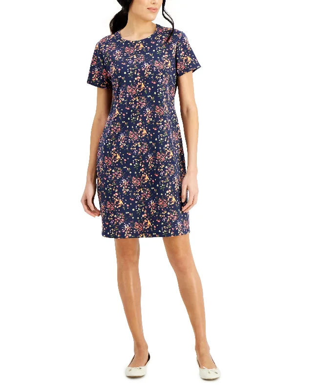 Simple Outfits Karen Scott Dot Spray Print Crewneck Dress