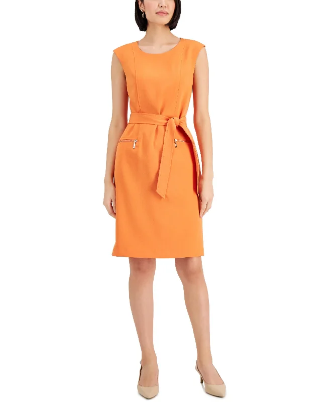 Casual Knitwear Kasper Womens Belted Sheath Dress