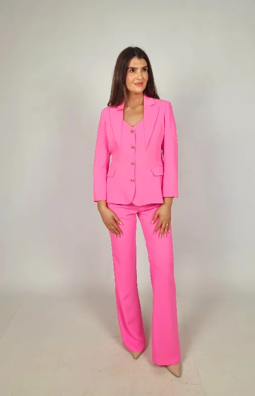 Comfy Styles Laura Bernal Shocking Pink Two Piece Trouser Combination
