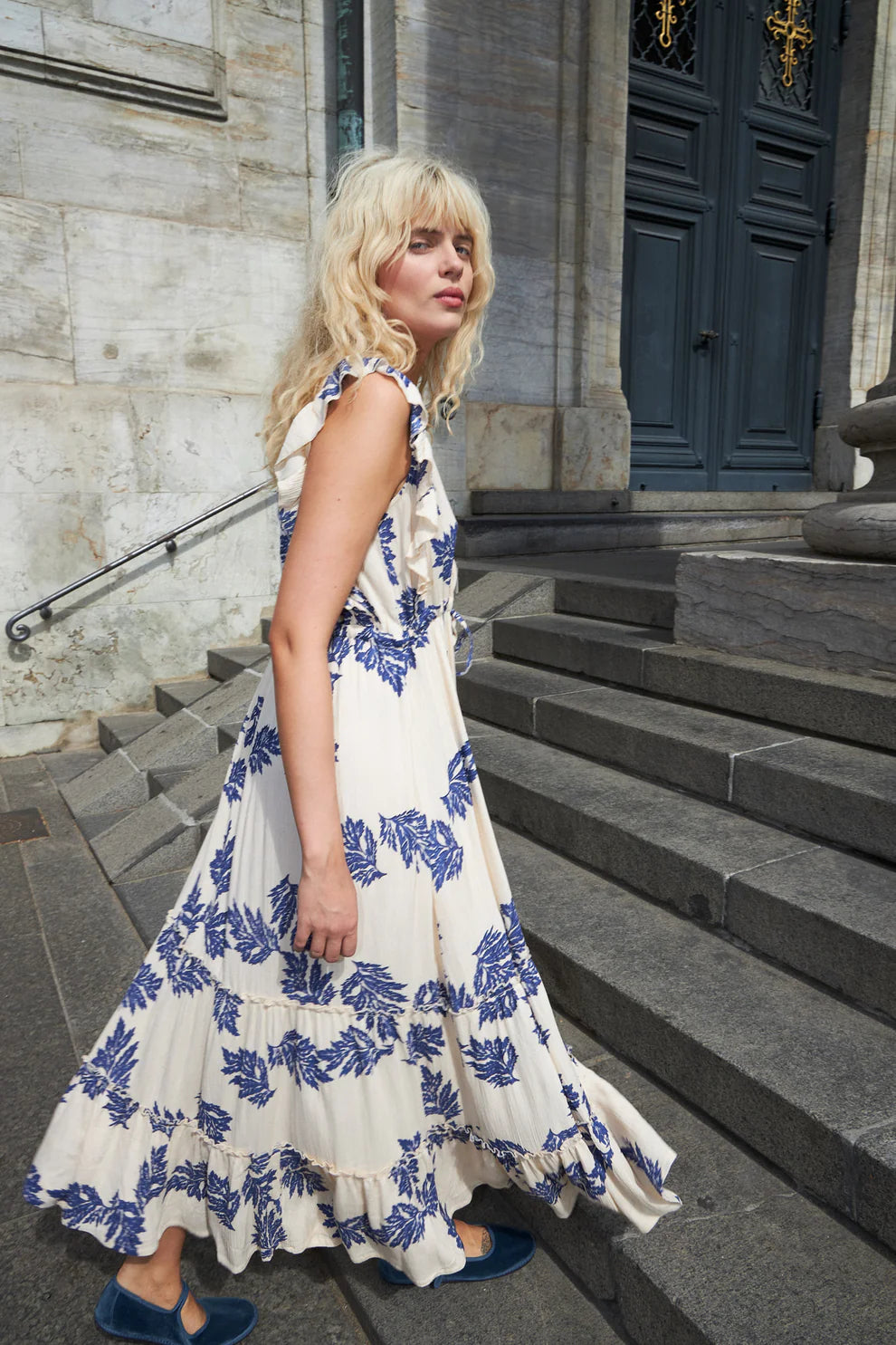 Designer Scarves Lollys Laundry Flower Print Samo Midi Dress