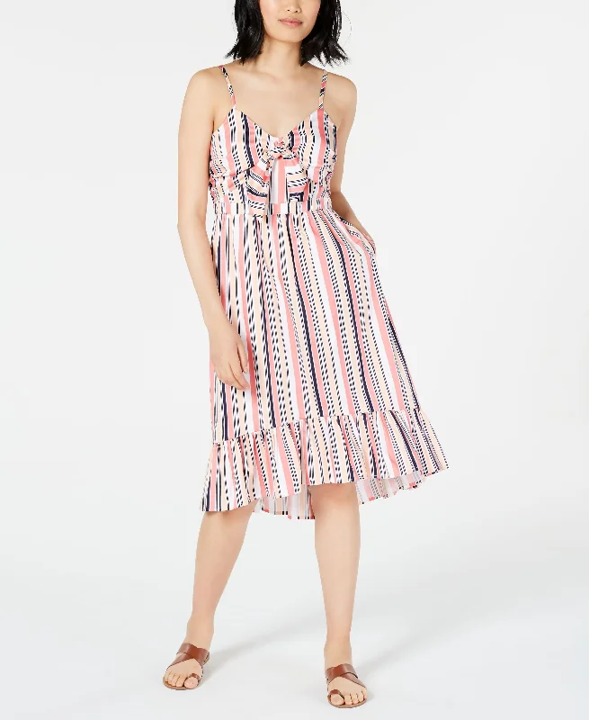 Cozy T-Shirts Striped Ruffle-Hem Dress