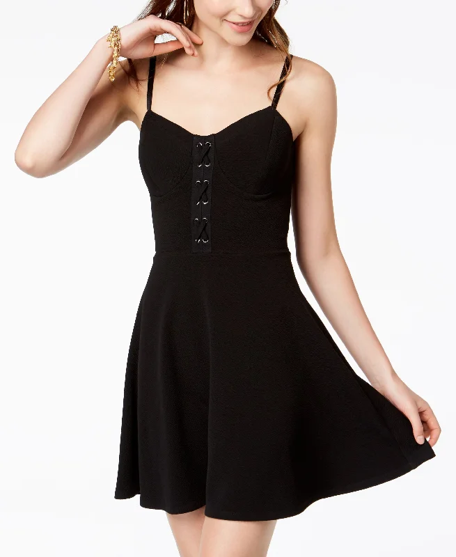 Sporty Jackets Material Girl Juniors Lace Up Fit Flare Dress
