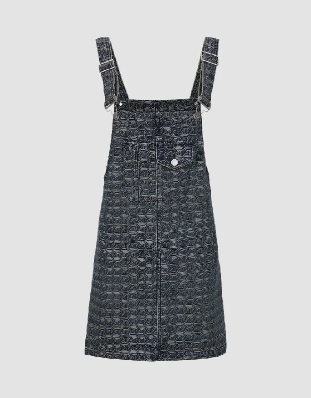 Summer Jackets Monogram Mini Denim Pinafore Dress