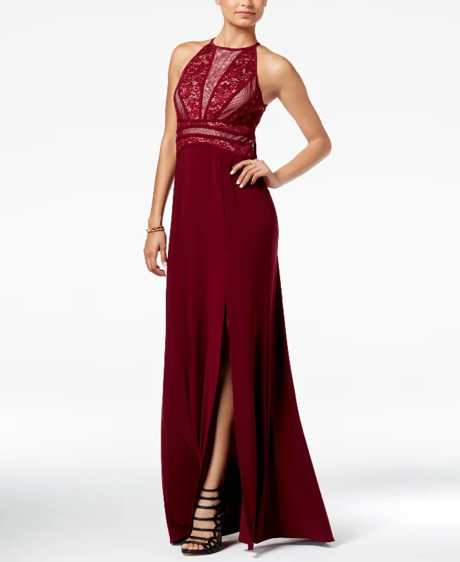 Printed Shirts Morgan Company Juniors Illusion Lace Gown