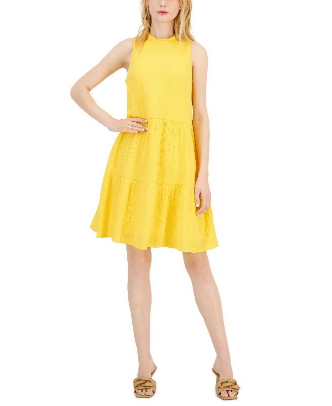 Street-Friendly Wear Nine West Cotton Gauze Tiered Dress