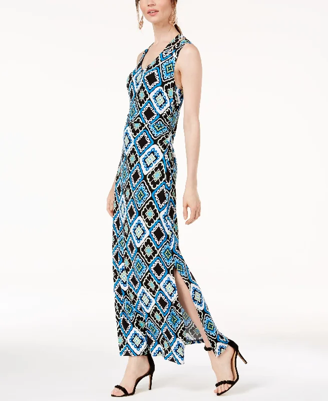 Flexible Outerwear Printed Crisscross Maxi Dress
