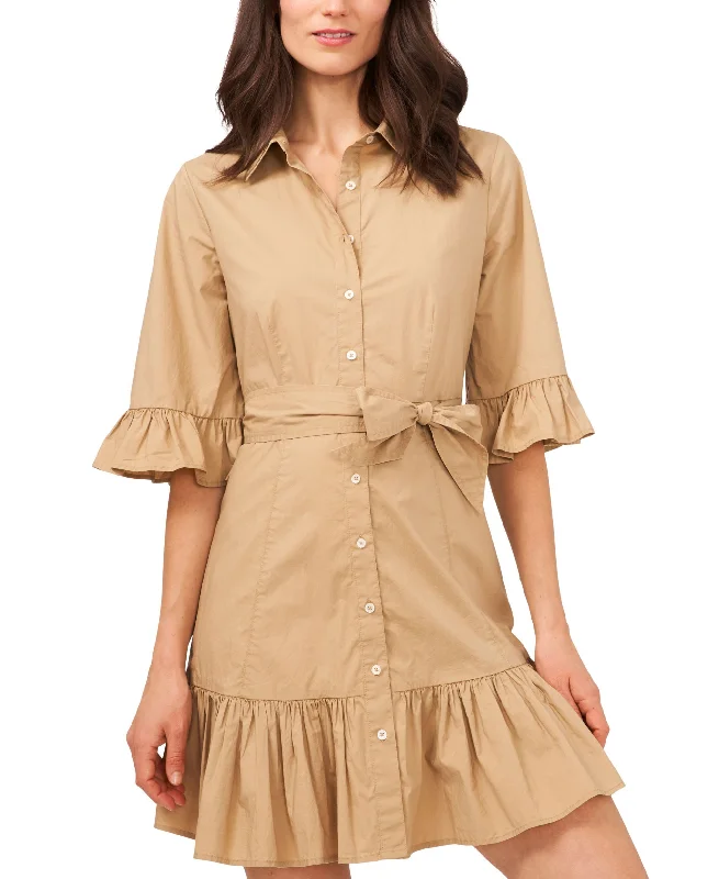 Smart Tops Riley & Rae Womens Buttoned Tie-Waist Mini Shirtdress