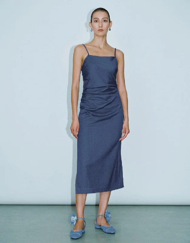 Printed Jackets Ruched Cami Denim Dress