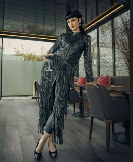 Oversized Jackets Sheena's Boutique Fringed Leather Long Dress/Jacket