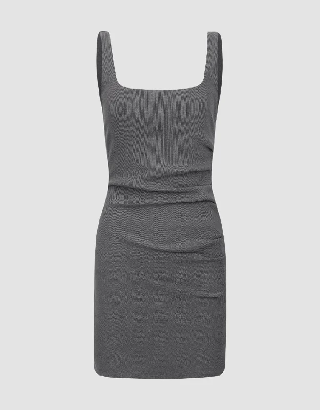 Warm Wear Square-cut Collar Skinny Knitted Dress
