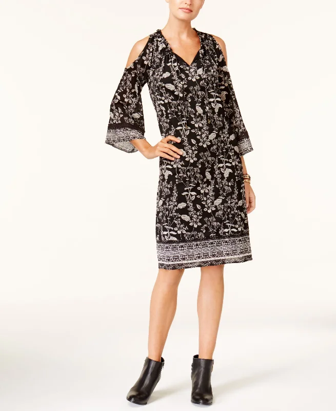 Classic Leather Cold-Shoulder Peasant Dress