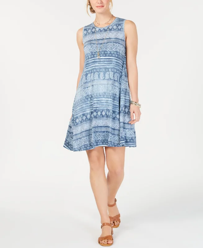 Premium Fit Style & Co Printed Sleeveless Swing Dress