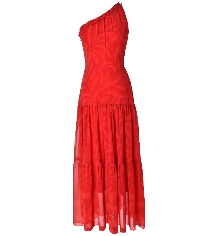 Modern Casuals Taylor Womens Printed One Shoulder Maxi Dress