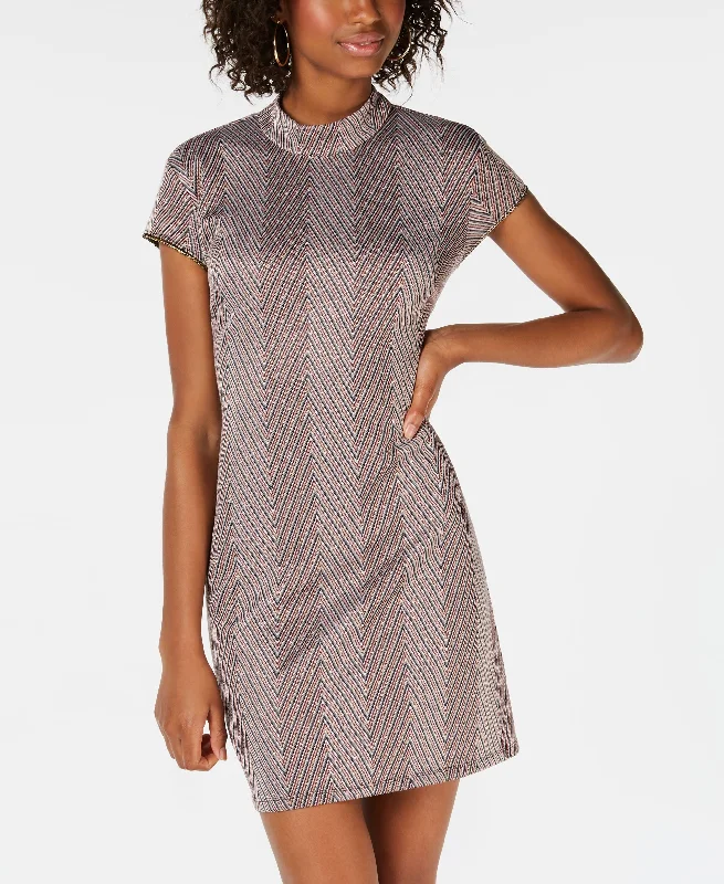 Sporty Essentials Teeze Me Juniors Mock Neck Chevron Cutout Dress
