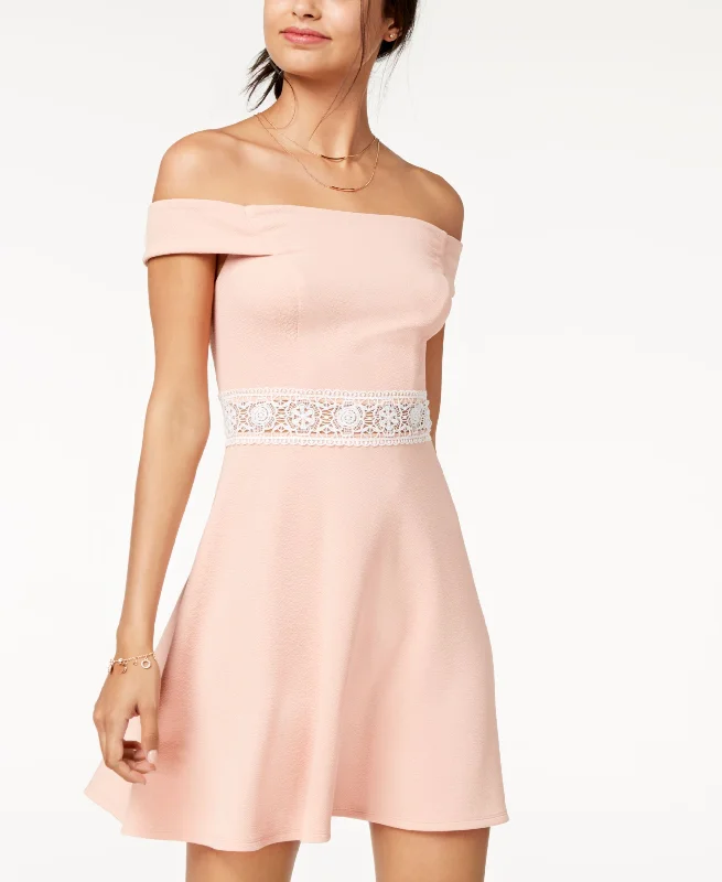 All-Weather Wear Teeze Me Juniors Off The Shoulder Fit Flare Dress