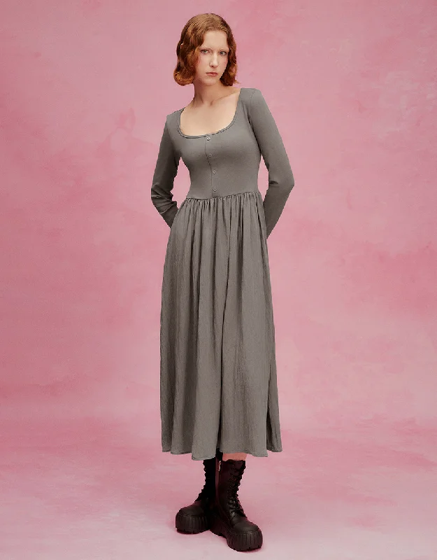 Warm Jackets U Neck A-Line Dress
