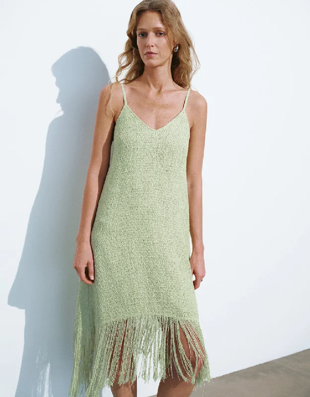 Cool Jackets V-Neck A-Line Cami Dress With Tassel