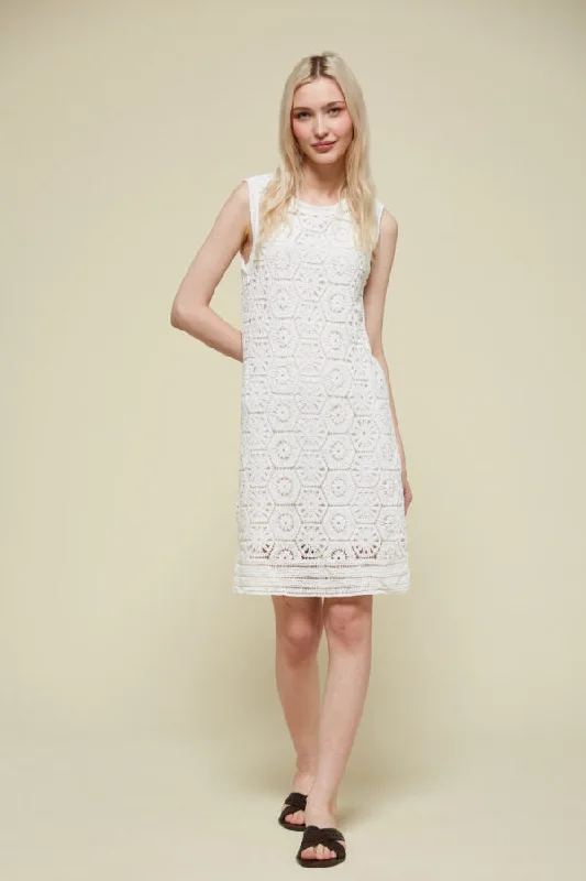 Easygoing Fashion Van-Dos Off White Crochet Dress