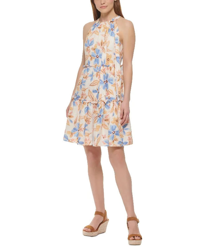 Trendy Styles Vince Camuto Womens Floral Print Tiered Dress