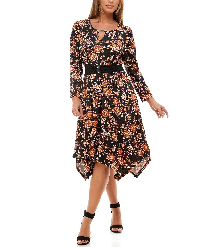 Slim Fit Suits Womens 3/4 Puff Sleeve Dress with Belt
