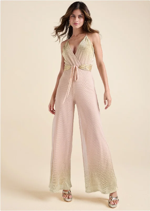Sporty Wardrobe Ombre Sparkle Jumpsuit  - Pink Multi