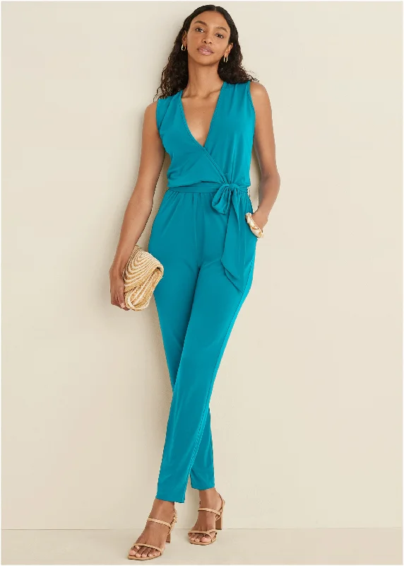Urban Shirts Wrap Tie Jumpsuit - Teal