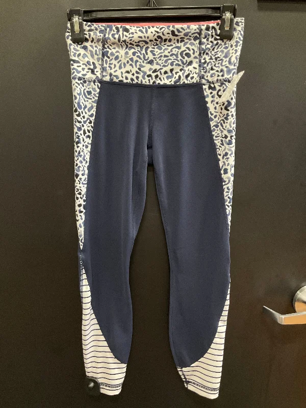 Street Boots Athletic Leggings By Athletica In Blue & White, Size: Xs