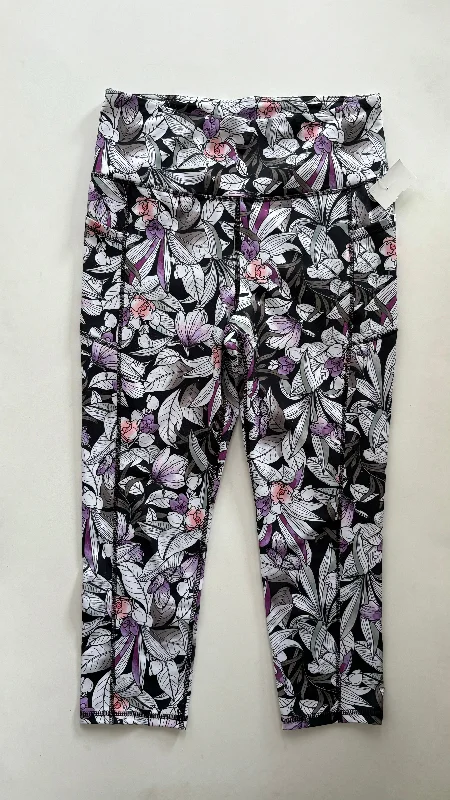 Modern Menswear Athletic Leggings By Gaiam In Floral Print, Size: L