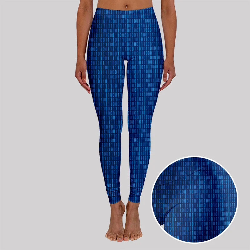 Denim Shirts Binary Computer 1s and 0s Blue Geek Leggings