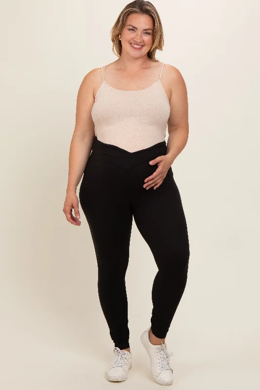 Relaxed Wardrobe Black Crossover Maternity Plus Leggings