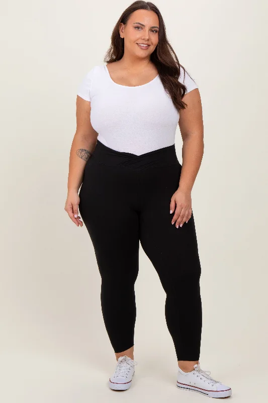Versatile Wardrobe Black Crossover Plus Leggings