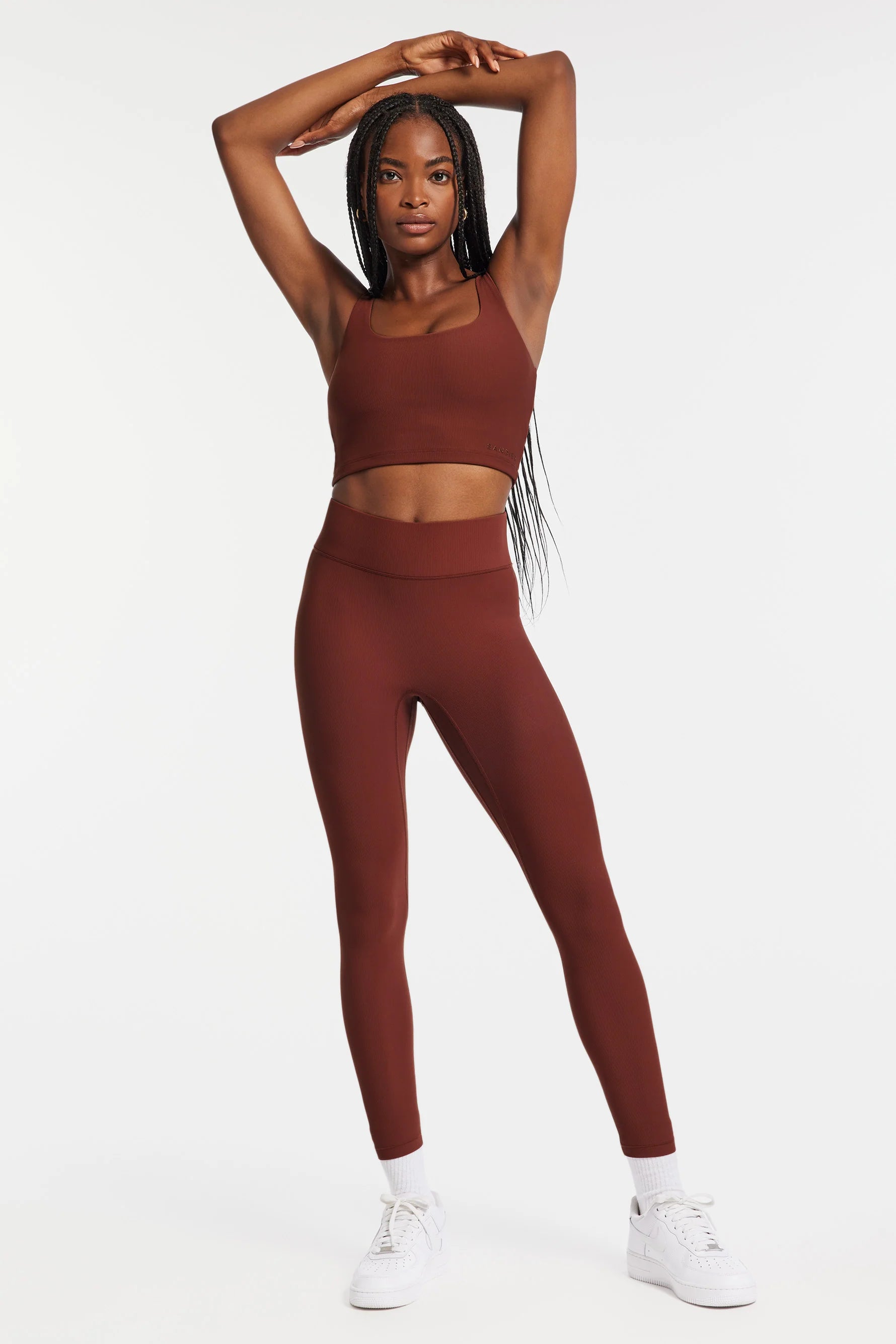 Slim Trousers Center Stage Rib Legging in Cherry Mahogany
